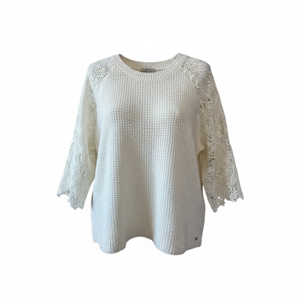 Gustav Cream Knit Lace Sleeve Sweater